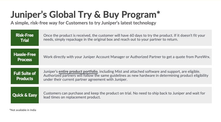  Juniper's Global Try and Buy Program benefits overview table